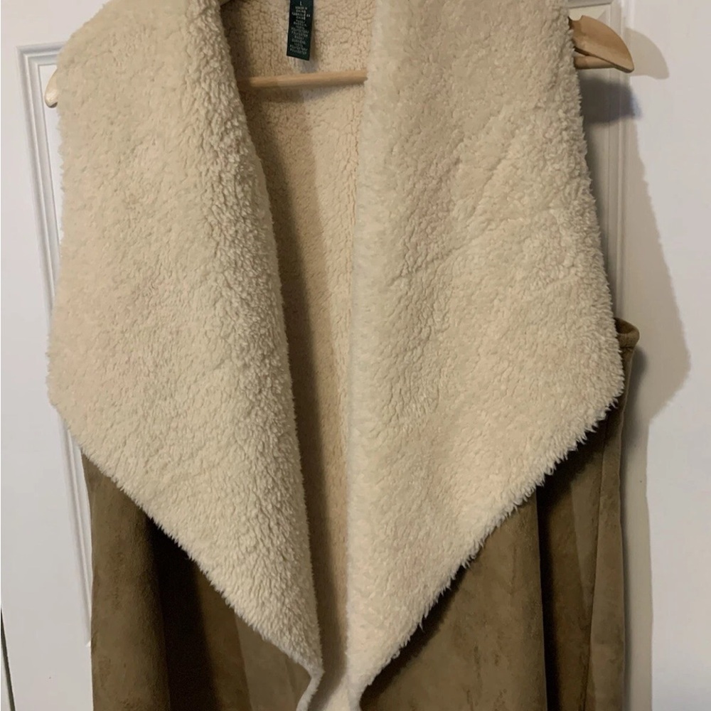 Lauren Ralph Lauren womens sz L vest tan and Cream‎ vest Jacket - Picture 4 of 9